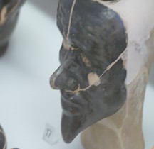 Etrurie Céramique Rhyton Tête Humaine Noire Ferrare