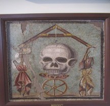 Mosaïque Rome Italie Pompéï Memento Mori Officina coriariorum M. Vesonius Primus. Tannerie Naples MANN