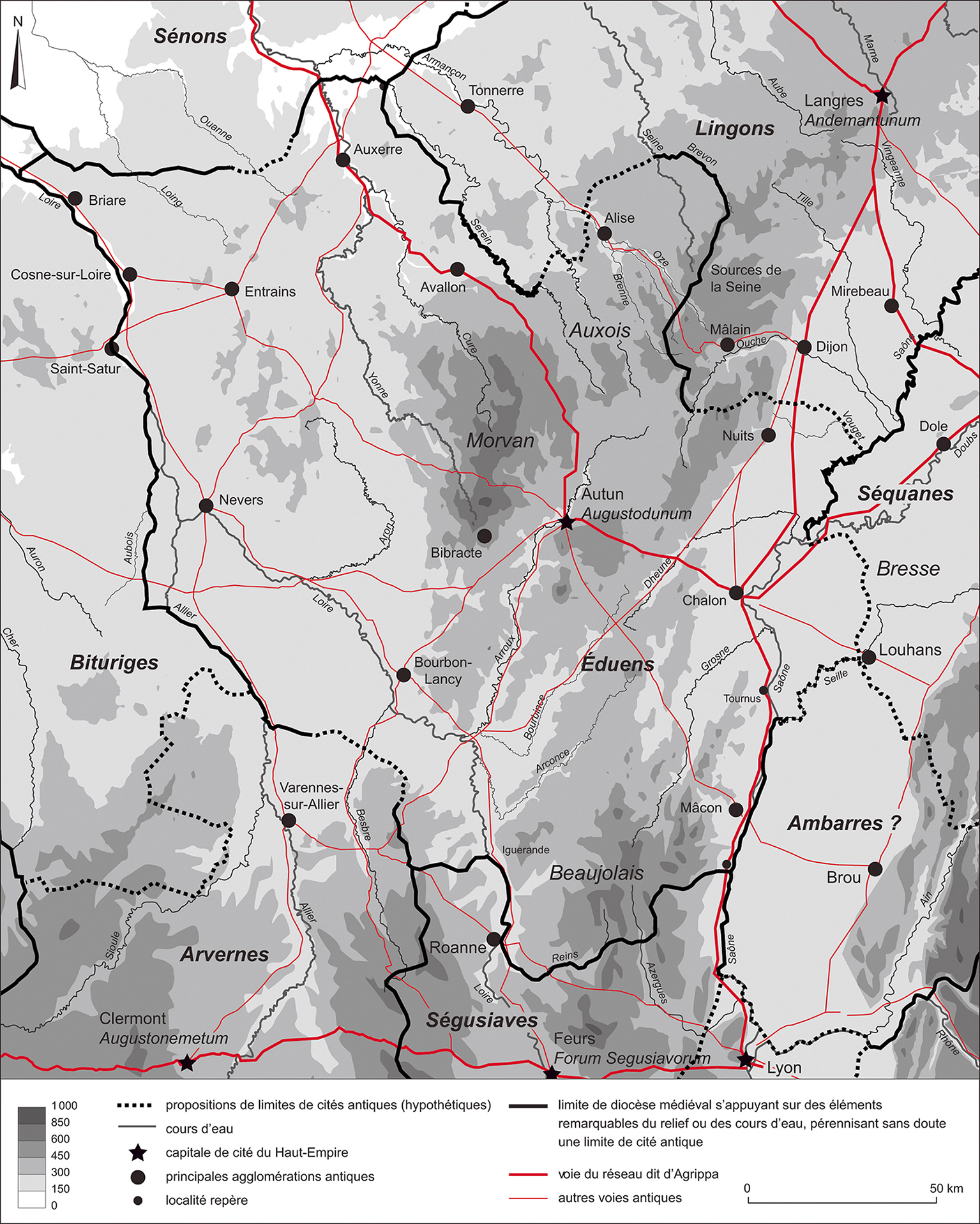 Fig. 1 – Le territoire éduen à la fin du Haut-Empire (iie-iiie s.)